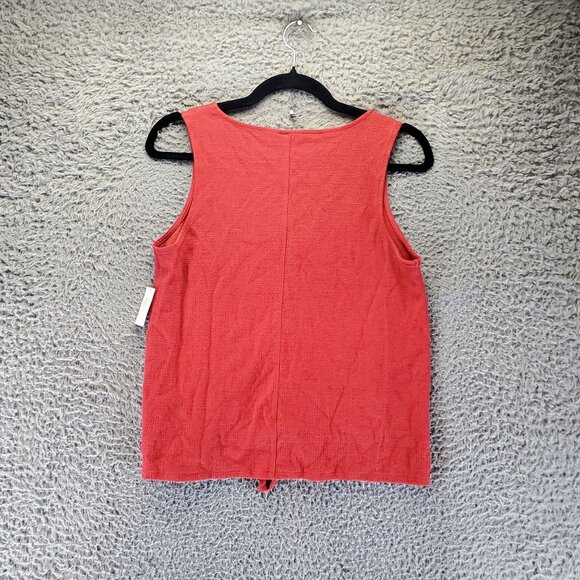 Old Navy Top Womens Small Red Sleeveless Button Front Tie Hem Lightweight - Picture 8 of 9